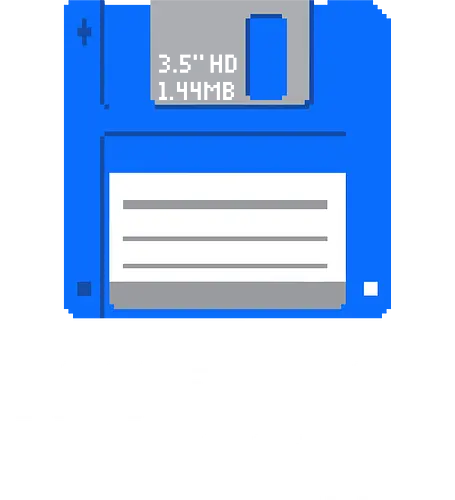 Retro Blue Floppy Disk - 90s Vintage Tech Pixel Art - floppy disk, diskette, save icon, pixel art, 8 bit, retro tech, vintage computer, 90s nostalgia, 90s kid, it humor, computer nerd, geek, programmer, coder, tech support, old school, retro aesthetic, pc gaming, computing, technology
