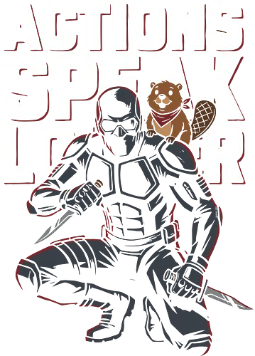 Black Noir: Actions Speak Louder - Black Noir, The Boys fan art, silent superhero, actions speak louder, Black Noir and beaver, dark superhero apparel, assassin character design, cult TV show gear, Vought hero, The7