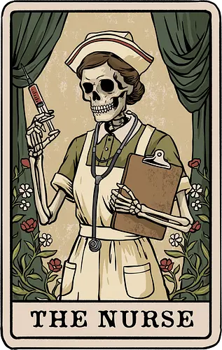 The Nurse Tarot Card - tarot, astrology, halloween, horror, magic, medical, nurse, nursing, occult, spooky, tarot card, tarot deck, the nurse, witch, witchcraft