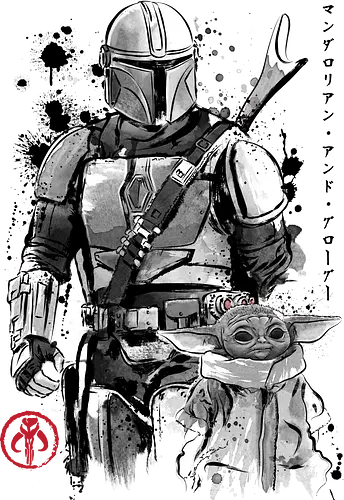 The bounty hunter and the child sumi e - series, television, bounty hunter, Bounty Hunter, japanese art, japan, sumi e