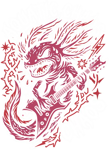 Metal Axolotl: Shredding Chaos - Metal axolotl, heavy metal music shirt, shredding guitar, aggressive axolotl, dark aesthetic art, hard rock graphic tee, creature of chaos, metalhead apparel, unique animal design, edgy illustration