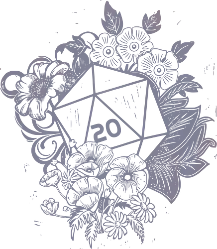 D20 Linocut - D20, Pen & Paper, Rollenspiel, Nerd, Pathfinder, Cthulu, Floral, Pen and Paper, Würfelspiele, Boardgames, Brettspiele, Fantasy, Drachen