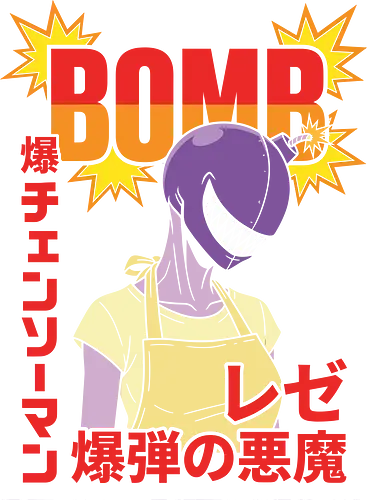 Reze: The Bomb Devil - Reze, Chainsaw, Bomb Devil, anime girl with bomb head, edgy anime shirt, Japanese kanji anime design, hybrid devil, manga streetwear, Chainsaw fan art