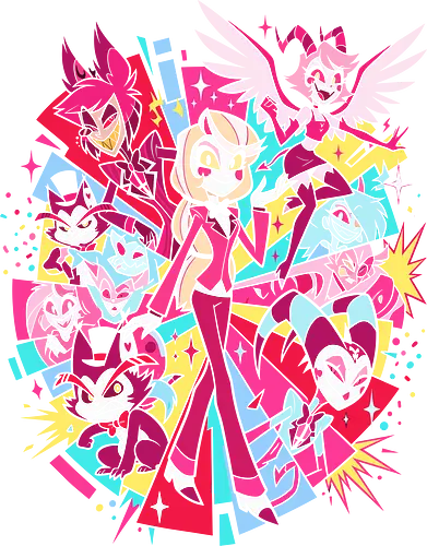 Demon: Welcome to Hell - Demon, Charlie Morningstar, Alastor, Angel Dust, Hazbin Hotel fan art, Helluva Boss, Vivziepop, animated series apparel, colorful anime graphic tee, demon characters design