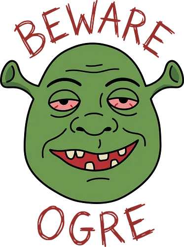 Beware the Ogre: Stoned Monster Edition - beware the ogre, funny ogre shirt, stoner humor, swamp lifestyle, satire pop culture, dank meme apparel, ironic fan art, funny cartoon parody, Monster meme