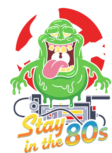 Stay in the 80's: Slimer Retro Vibes - Ghost, Slimer, 80s retro, vintage movie shirt, eighties nostalgia, retro ghost graphic, 80s pop culture, supernatural comedy apparel, cult classic art, rainbow typography