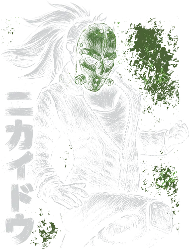 Gyoza Anime Girl - silhouette, figure, sketch, magic user, dark, raw, splatter, mask, green, anime, manga, xmorfina