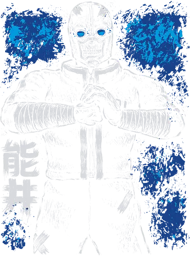 Muscular Anime Girl - silhouette, figure, sketch, blue, magic user, dark, raw, splatter, mask, anime, manga, xmorfina