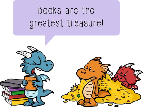 Books are the greatest treasure - Books, Bücher, Dragons, Drache, Dragon, Fantasy
