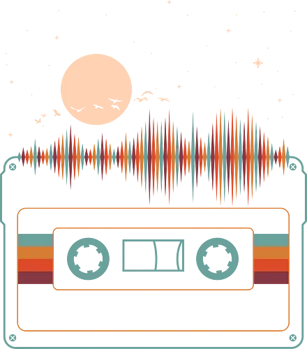 Retro By Nature - cassette, 70s, 80s, 90s, cassette tape, geometric, landscape, minimalist, mixtape, music, nature, old school, retro, tape, vintage