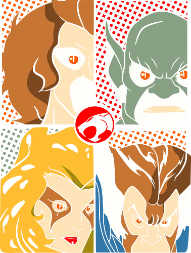 ThunderCats – Split Clash - thundercats, character faces, hero vs villain, retro cartoon, 80s style, split design, comic layout, iconic look