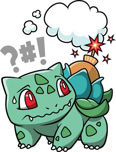BOOOOMBASAUR - Bulbasaur Kunst, Pokémon Kanto, Starter Pokémon, Pflanze Gift Typ, Geek Kleidung, wütender Bulbasaur, Kawaii Kultur, Nerd Humor, Pokémon 001, süßer Streetwear, Geek Geschenk, Ivysaur Venusaur, Pokémon Nostalgie, minimalistischer Cartoon, Bulbasaur Chibi