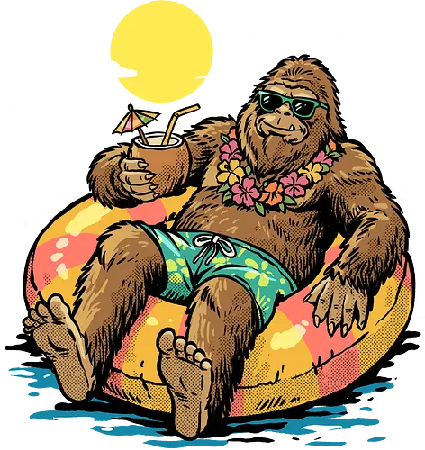 Cryptid Summer - bigfoot summer, beach, big foot, bigfoot, conspiracy, conspiracy theory, cryptid, cryptozoology, funny bigfoot, ocean, sasquatch, sea, squatch, summer, vacation