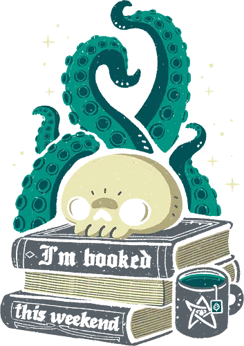 Lovecraftian Books Lover - lovecraftian, books, lovecraft, im booked, tentacles, cthulhu, horror, hobby, tea, skull, goth, creepy cute, spooky cute, love, xmorfina