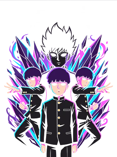 Mob: 100% Awakening - Mob, Shigeo Kageyama, psychic anime, 100% awakening, esper anime, Mob Psycho art, anime streetwear, psychic aura design, shonen anime fan art, powerful anime character