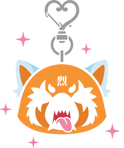 Aggretsuko: Metal Heart Keychain - Aggretsuko, Retsuko, metalhead cat, Sanrio anime, kawaii metal, red panda, office rage, heavy metal anime, cute but aggressive, anime keychain art