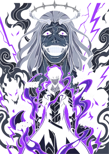 Arise: The Shadow Monarch & The Smiling God - Solo Leveling shirt, Sung Jinwoo merch, anime graphic tee, Shadow Monarch, Statue of God, Arise anime design, manhwa streetwear, dark fantasy shirt, purple shadow aura, edgy anime clothing