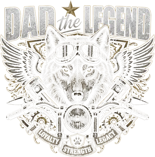 Dad the Legend - Wolf Biker - dad, legend, biker, wolf, daddy, father, happy father's day, cool, humor, lm2kone, outdoors