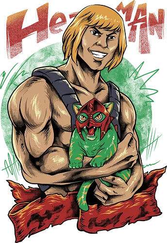 men love cat  - master, heman, skeleton, skull, vintage, classic, cat, kitty, cat lover, pet, animal, movie, cartoon, 80s, 90s, popart