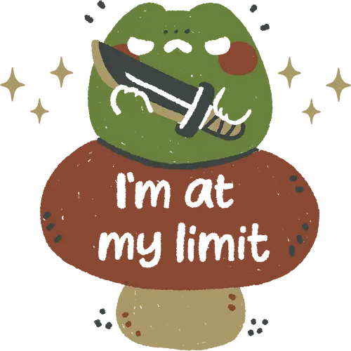 Funny Frog Im at my Limit - frog, im at my limit, knife, funny, introvert, angry, dangerous, cute frog, kawaii frog, meme, stressed, nervous breakdown, lunatic, animal, xmorfina