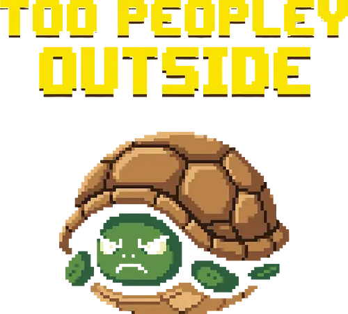 Too Peopley Outside Grumpy Turtle - Retro Pixel Art Introvert Tee - too peopley outside, introvert, social anxiety, pixel art, 8-bit, grumpy turtle, retro gaming, antisocial, social battery, funny turtle, introvert gift, sarcastic, hermit, hiding, shy, mood, relatable, gamer humor, anti social, cute animal