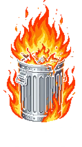 Retro Pixel Dumpster Fire - Chaotic Hot Mess Tee - dumpster fire, pixel art, 8-bit, trash can on fire, burning garbage, chaotic energy, hot mess, relatable humor, retro gaming style, funny disaster, sarcastic tee, aesthetic streetwear, geek gift, burning trash, disaster, internet meme, 90s aesthetic, mood, chaotic vibes, fire graphic, garbage fire, retro tech humor