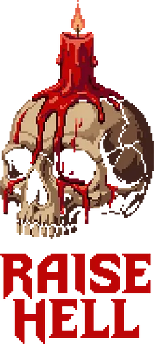 Raise Hell Gothic Skull - Melting Red Candle Pixel Art - raise hell, skull, candle, melting wax, pixel art, 8-bit, gothic, occult, dark art, spooky, horror, heavy metal, rebellious, edgy, macabre, halloween, retro gaming, punk, fantasy, skull art, satanic aesthetic, dark vibes, bones