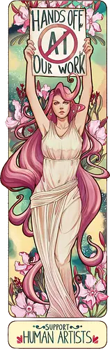 Hands off our work - day version - no ai, art nouveau