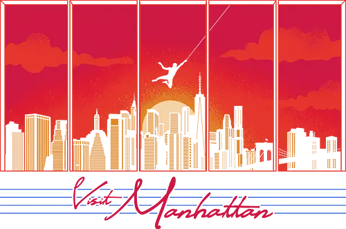 Visit Manhattan - nostalgia, 80s, 90s, adventure, childhood, cityscape, comics, manhattan, new york, new york city, retro, skyline, sunset, superhero, vintage
