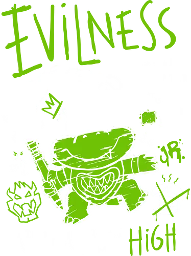 Evilness Level - Villain, cute, game, super, gift, retro, brush, green