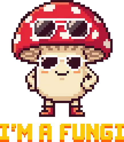 I'm a Fungi - Cool Retro Pixel Art Mushroom Pun - mushroom, fungi, pun, fun guy, pixel art, 8-bit, retro, sunglasses, cool, toadstool, nature, humor, funny, cottagecore, gaming, vintage, cute, mycology, forest, red mushroom, food pun, sarcasm, gardening, botany, aesthetic