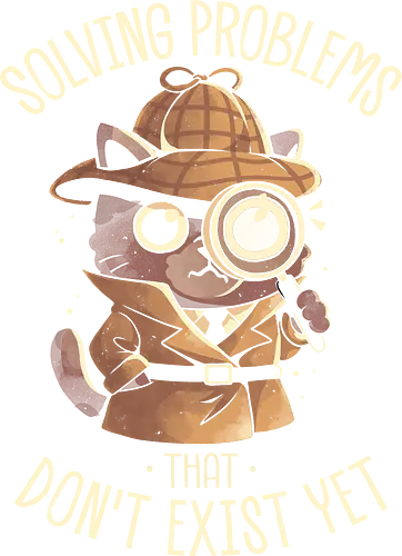 Solving Problems That Don't Exist Yet - eduely, ely, cat lover, cats, detective, overthinking, investigation, anxiety, funny quote, ironic, sarcasm, introvert
