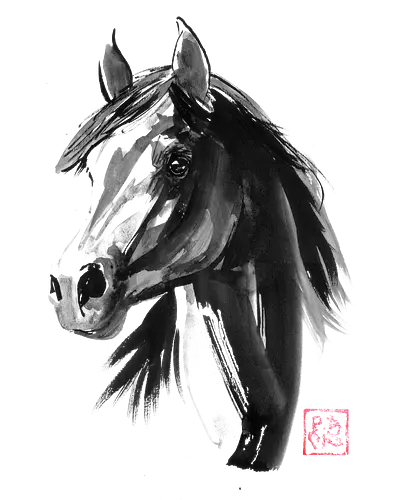 horse - horse, sumie, japan