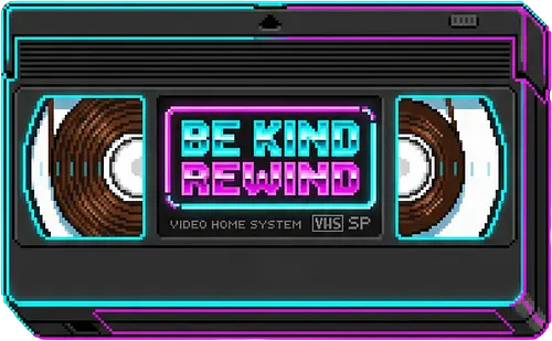 Retro VHS Tape - Be Kind Rewind Neon Pixel Art - vhs, video tape, retro, nostalgia, 80s, 90s, be kind rewind, pixel art, neon, synthwave, vaporwave, movie lover, cinema, vintage, technology, 8-bit, aesthetic, retro futurism, throwback, film, analog, video rental, geek, nerd, pop culture