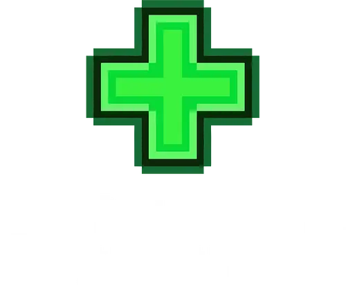 Green Pixel Health Cross - Retro Gamer HP Symbol - health, hp, pixel art, 8-bit, retro, gamer, gaming, heal, cross, plus sign, green, medical, healing, video games, arcade, vintage, minimalist, health pack, medkit, life, regeneration, adventure, gaming gear, retro aesthetic