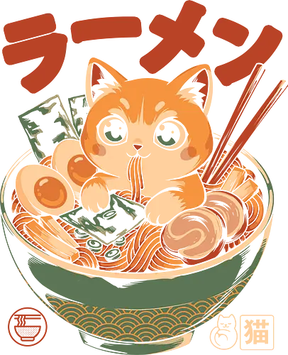 My Ramen Cat - ramen, cat, kawaii, japan, otaku, noodle, cute, funny, anime, food, chill, cozy, aesthetic, streetwear, illustration, geek, asian, vibe, humor, quirky