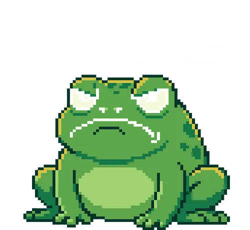 Grumpy Pixel Frog - Angry Retro Toad Art - frog, toad, grumpy, angry, pixel art, 8-bit, retro, gaming, green, animal, funny, mood, relatable, cottagecore, amphibian, sprite, vintage, gamer, nerd, geek, cute but angry
