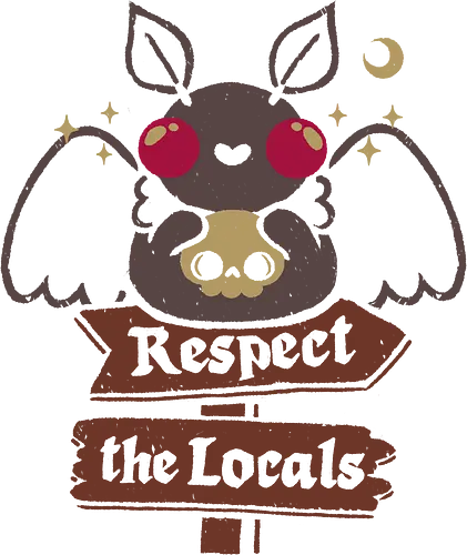 Funny Cute Mothman - mothman, funny, respect the locals, meme, cryptid, creepy cute, spooky cute, black humor, monster, skull, Paranormal, red eyes, goth, dark, xmorfina