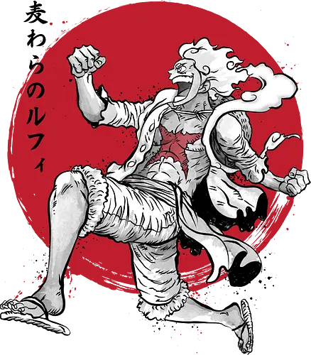 The Awakening of sun god sumi e - anime, manga, japan, japanese art, luffi, one pice, straw hat pirates, sumi e, series tv