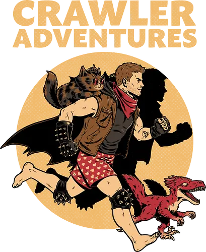 Dungeon Crawler Comic Cover - nerd, geek, book, books, bookworm, post-apocalypse, RPG, role-playing game, tabletop, isekai, fantasy, adventure, crawler, game, video game, video games, games, cat, pet, Poster, persian cat, dinosaur, velociraptor, raptor, fun, funny, comic book, mashup. comic book cover, cover, Donut, Science Fantasy, Science Fiction, Scifi