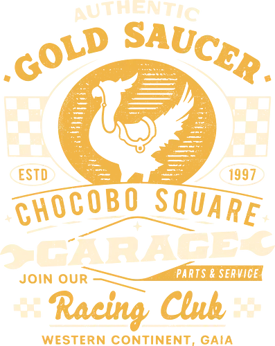 Gold Saucer Garage Vintage - fantasy 7, fantasy vii rebirth, tifa lockhart, fantasy xvi, Kupo, Kweh, avalanche, midgar, final xiv, ff14, Cloud, Villain, video game, fat chocobo, gold saucer