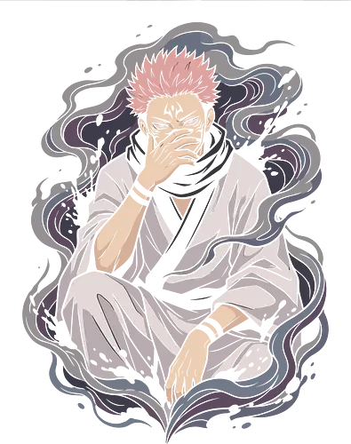 Cursed Demon Vessel - Dark Anime Aesthetic - dark anime, anime villain, cursed spirit, demon king, pink hair anime, anime aesthetic, face tattoos, dark aura, shonen, japanese streetwear, manga aesthetic, malevolent, evil spirit, dark magic, anime boy, edgy anime, yokai, traditional japanese, occult, fantasy anime