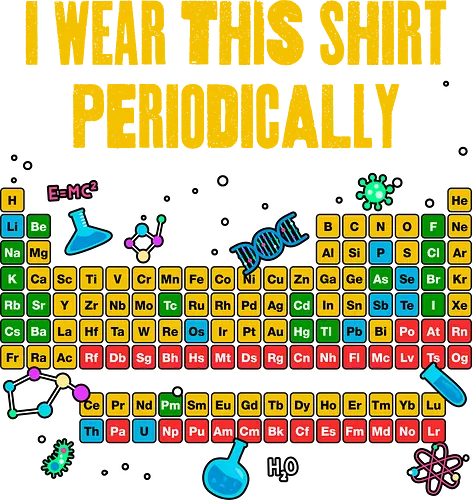 I Wear This Shirt Periodically - i wear this periodically, alements, atomic, chemical, chemist, chemistry, chemistry teacher, geek, laboratory, molecule, nuclear, periodic table, project hail mary, science, science humor