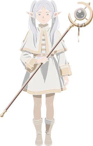 Wandering Elven Mage - elf, elven, anime girl, mage, magic, sorceress, wizard, white hair anime, silver hair, fantasy anime, high fantasy, rpg character, tabletop gaming, magic staff, pastel aesthetic, soft aesthetic, ethereal, nostalgic, adventurer, twin tails