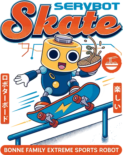 SERVBOT Skate - anime, manga, kawaii, japan, otaku, geek, nerd, retro, gaming, popculture, japanstyle, vaporwave, streetwear, gamer, cosplay