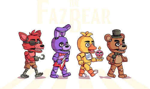 The Fazbear - fnaf, Five Nights at Freddys, Freddy, animatronic, chica, games, horror, movie, cute, abbey road, foxy