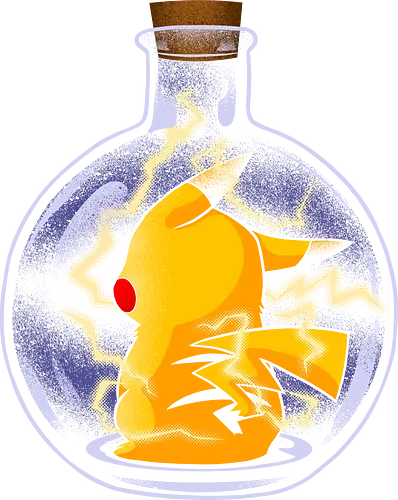Lightning in a Bottle - retro, anime, 90s, bottle, creature, funny, gaming, geek, idiom, lightning, monster, nerd, nostalgia, otaku, pocket