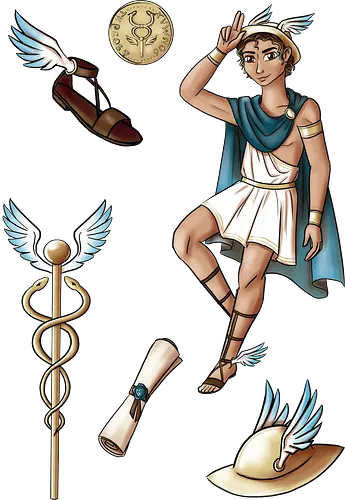 Hermes - hermes, gott, mythologie, caduceus, münze, sandale, flügel