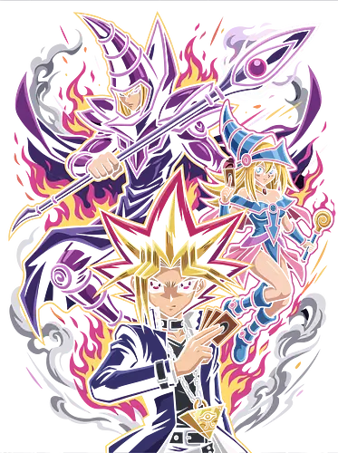 The Pharaoh's Deck - Yami Yugi graphic tee, Dark Magician merch, Dark Magician Girl apparel, King of Games clothing, anime duelist streetwear, trading card game shirt, 90s nostalgic anime tee, Millennium puzzle design, magical anime streetwear