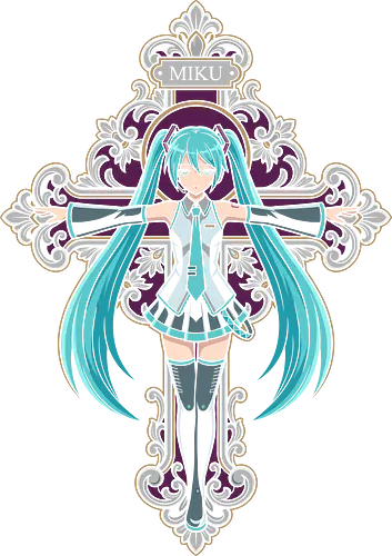 Gothic Cross Miku - Hatsune Miku shirt, Vocaloid graphic tee, gothic anime apparel, pastel goth streetwear, ornate cross design, digital idol merch, dark aesthetic anime, J-pop clothing, ethereal anime tee, anime crucifix graphic